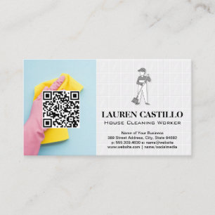 Cartão De Visita Serviços de limpeza de casas Verificação QR