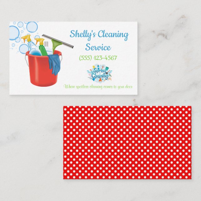 Cartão De Visita Serviços de limpeza de Design (Frente/Verso)