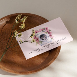 Cartão De Visita Serviços de limpeza de lavagens Blush Código QR