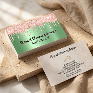 Cartão De Visita Serviços de Limpeza de Luxo Rosa Elegant Maid & Ho