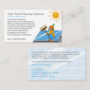 Cartão De Visita Serviços de Limpeza de Painel Solar