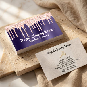 Cartão De Visita Serviços de Limpeza de Rosa de Luxo Elegant Maid &