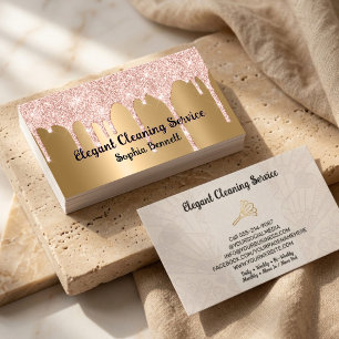 Cartão De Visita Serviços de Limpeza de Rosas de Luxo Elegant Maid 