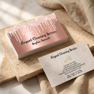 Cartão De Visita Serviços de Limpeza de Rosas de Luxo Elegant Maid 