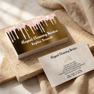 Cartão De Visita Serviços de Limpeza de Rosas de Luxo Elegant Maid 