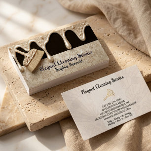 Cartão De Visita Serviços de Limpeza de Rosas de Luxo Elegant Maid 