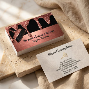 Cartão De Visita Serviços de Limpeza de Rosas de Luxo Elegant Maid 