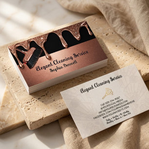 Cartão De Visita Serviços de Limpeza de Rosas de Luxo Elegant Maid 