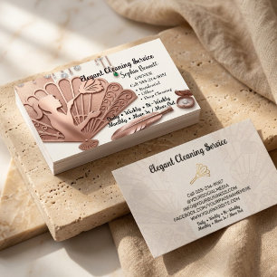 Cartão De Visita Serviços de Limpeza de Rosas de Luxo Elegant Maid 