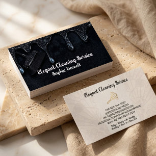 Cartão De Visita Serviços de Limpeza de Rosas de Luxo Elegant Maid 