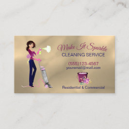 Cartão De Visita Serviços De Limpeza Dourada De Cartoons Cuja Maid 
