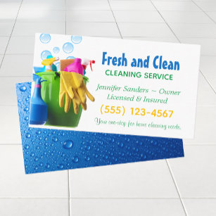 Cartão De Visita Serviços de Limpeza e Balde