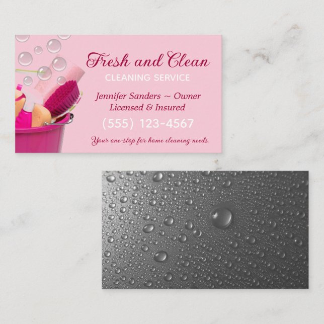 Cartão De Visita Serviços de Limpeza e Balde (Frente/Verso)