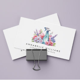 Cartão De Visita Serviços De Limpeza Frasco De Mola De Água Floral