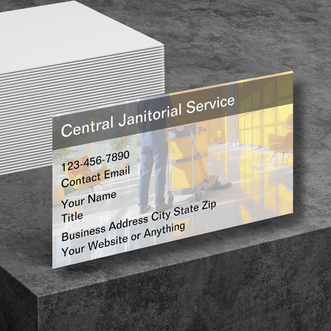 Cartão De Visita Serviços de Limpeza Janitorial de Edifícios de Esc (Criador carregado)