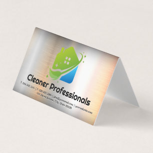 Cartão De Visita Serviços de Limpeza Logotipo da Casa   Fundo de Me