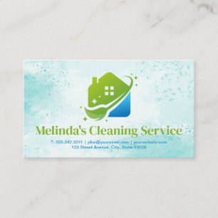Cartão De Visita Serviços de Limpeza Logotipo do Mop Residencial