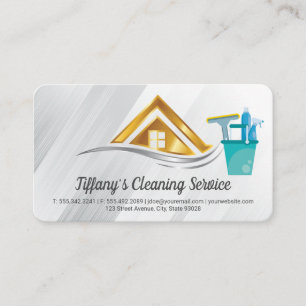 Cartão De Visita Serviços de Limpeza   Logotipo Residencial