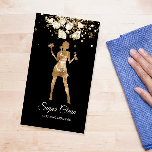 Cartão De Visita Serviços de limpeza profissional de casas de limpe