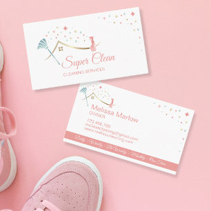 Cartão De Visita Serviços de limpeza profissional de casas de limpe
