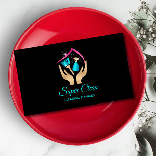 Cartão De Visita Serviços de limpeza profissional de casas de limpe