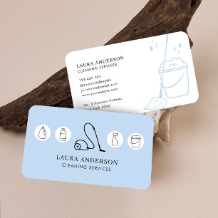 Cartão De Visita Serviços de Limpeza Profissional Governanta Azul