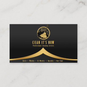 Cartão De Visita serviços de limpeza profissional ouro doméstico e
