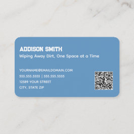 Cartão De Visita Serviços de limpeza QR Blue