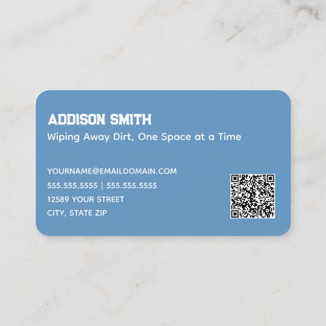 Cartão De Visita Serviços de limpeza QR Blue (Verso)