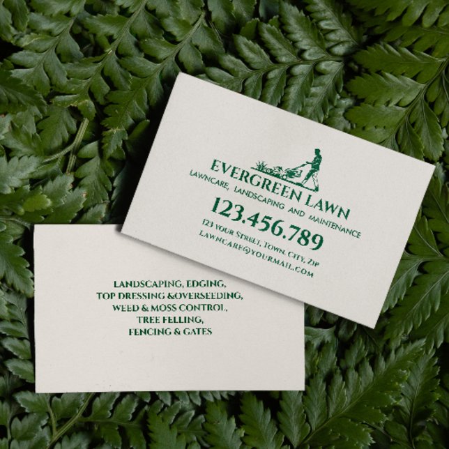 Cartão De Visita Serviços de Paisagem de Grama de Cuidados de Grama (Criador carregado)