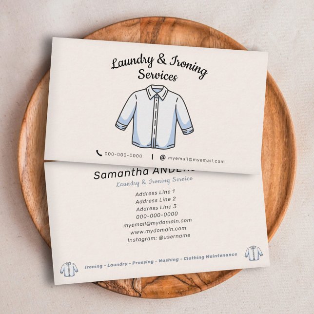 Cartão De Visita Serviços de passar e lavandaria (Ironing & Laundry Services Business Card)