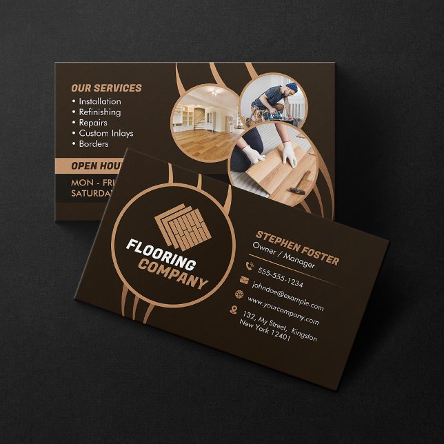 Cartão De Visita Serviços de pavimentos de Madeira Pavimentos comer (Criador carregado)