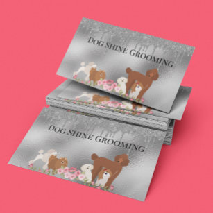 Cartão De Visita Serviços de Pet de Silver Dog