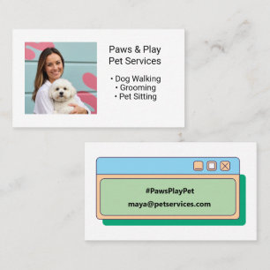 Cartão De Visita Serviços de Pet para Cães Modernos com Foto Person