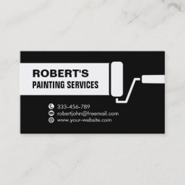 Cartão De Visita Serviços de Pintura com Rolo de Pintura Preto