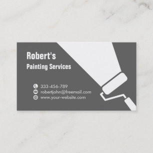 Cartão De Visita Serviços de Pintura com Sombreado de Pincel de Rol