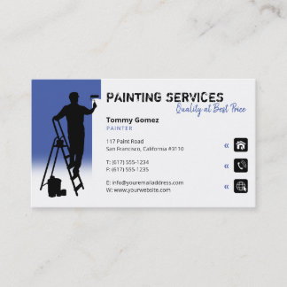 Cartão De Visita Serviços de pintura | Pintor a azul médio no traba