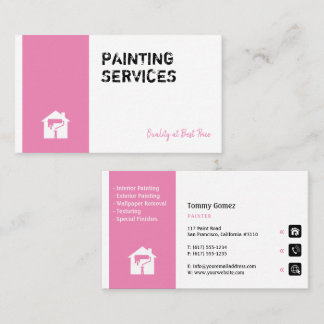 Cartão De Visita Serviços de Pintura | Pintor no trabalho Rosa