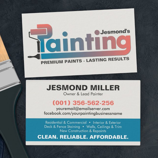 Cartão De Visita Serviços de pintura profissional - Barramento do p (Criador carregado)