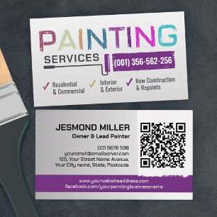 Cartão De Visita Serviços de pintura profissional - Pintor de casas