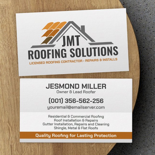 Cartão De Visita Serviços de telhas profissionais - Roofer (Criador carregado)
