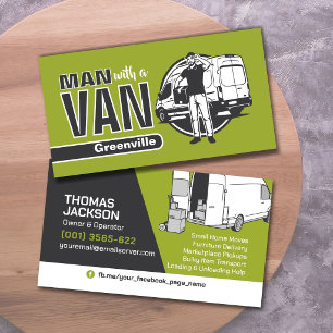 Cartão De Visita Serviços de Transporte - Homem com uma Van