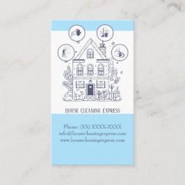 Cartão De Visita Serviços domésticos de limpeza de casas charmosos