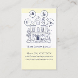 Cartão De Visita Serviços domésticos de limpeza de casas charmosos