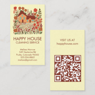 Cartão De Visita Serviços domésticos de limpeza de casas Farmhouse