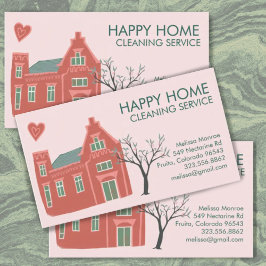 Cartão De Visita Serviços domésticos de limpeza encantadora verde-r