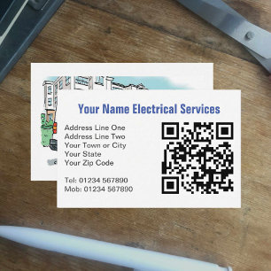 Cartão De Visita Serviços Elétricos com Nome no Van Mais Código QR