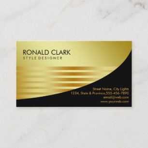 Cartão De Visita Serviços financeiros do metal Dourado preto retro