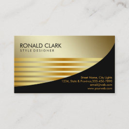 Cartão De Visita Serviços financeiros do metal Dourado preto retro