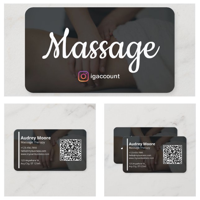 Cartão De Visita Serviços Holísticos de Massagem da Terapia (Holistic Therapy Massage Services Elegant Modern Business Card
)